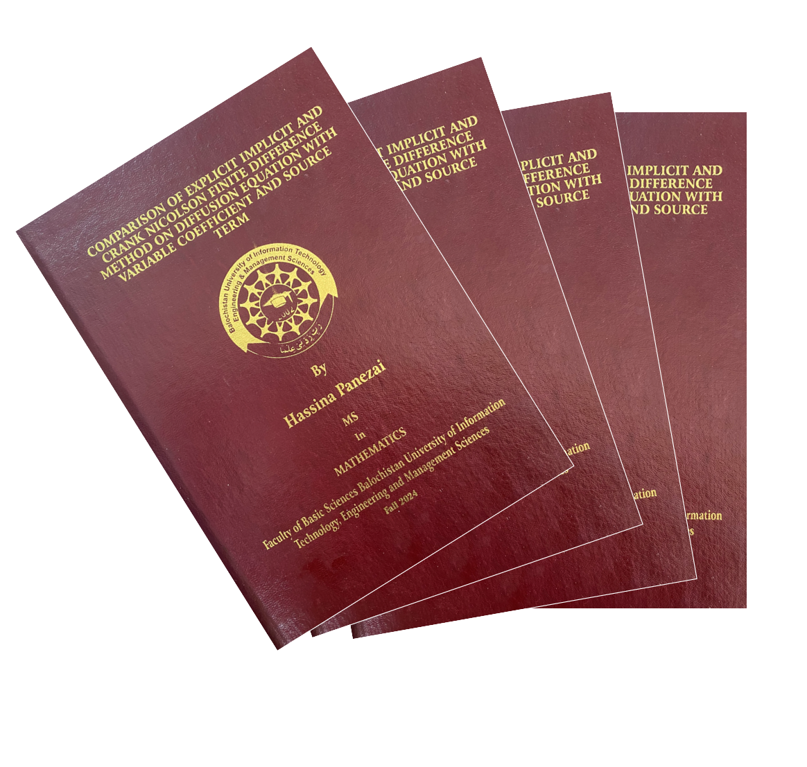 Four hardbound thesis copies prepared for final submission